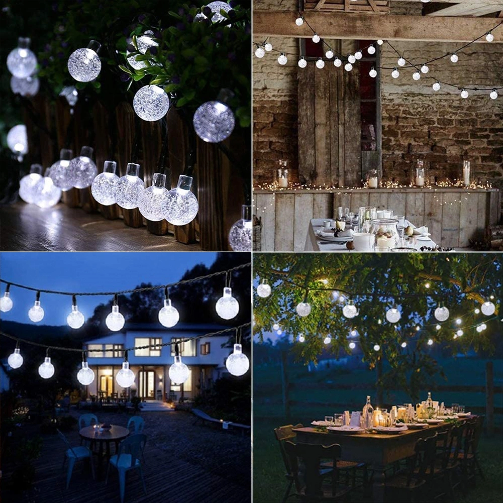 Solar String Light 50 LED Warm White Crystal Ball Solar Fairy String Light for Outdoor Christmas