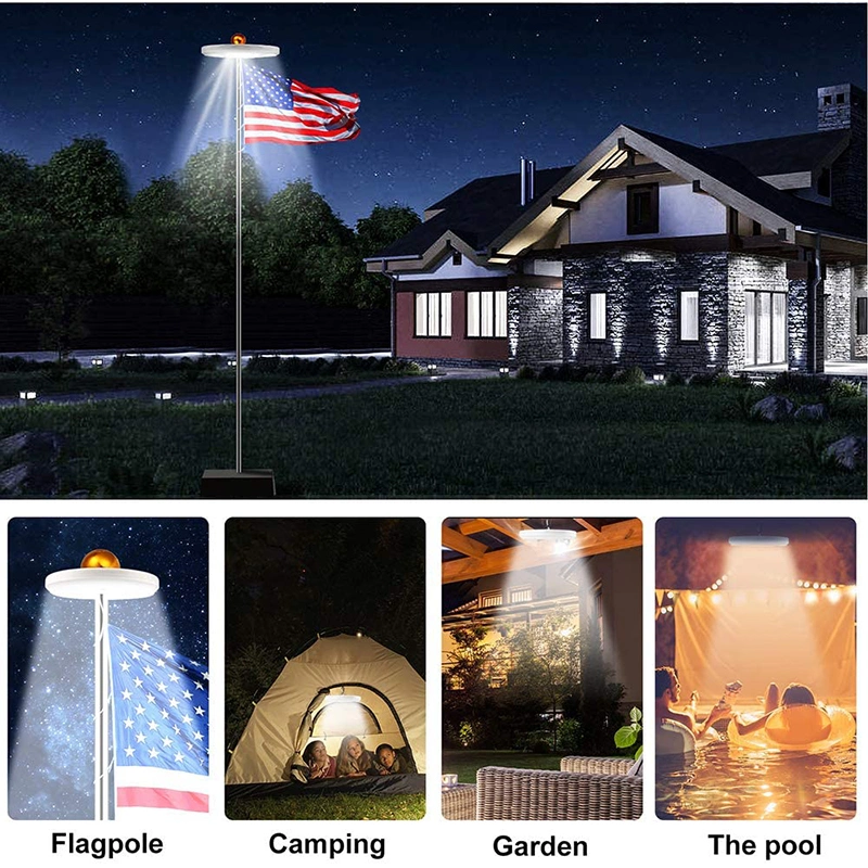 3rd Generation Black - Solar Power Flag Pole Flagpole Light Guarantee Camping Tent Lamp for Camping and Fishing Outdoor Light