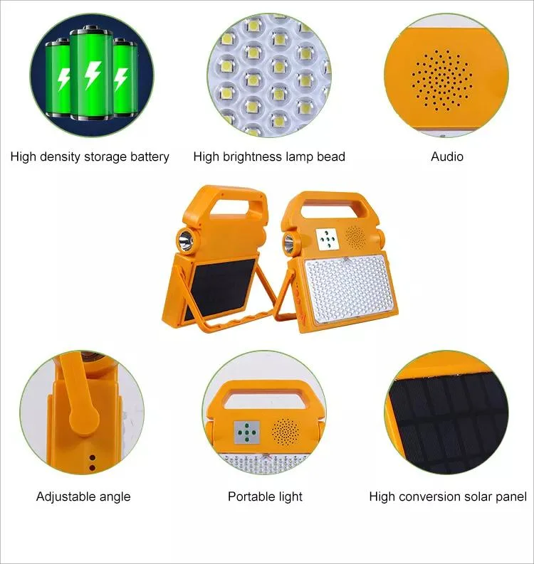 Outdoor Solar Portable Camping Flood Lights Charging Emergency Tent Lights Garden with Bluetooth Speaker