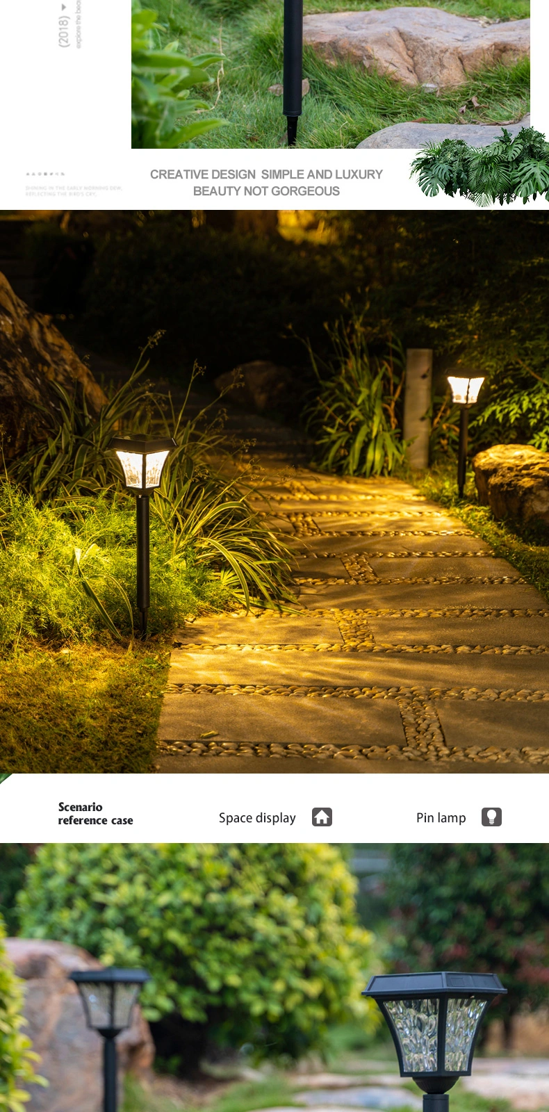 Outdoor IP65 Waterproof Aluminum Pathway Light Modern Style LED Solar Garden Light