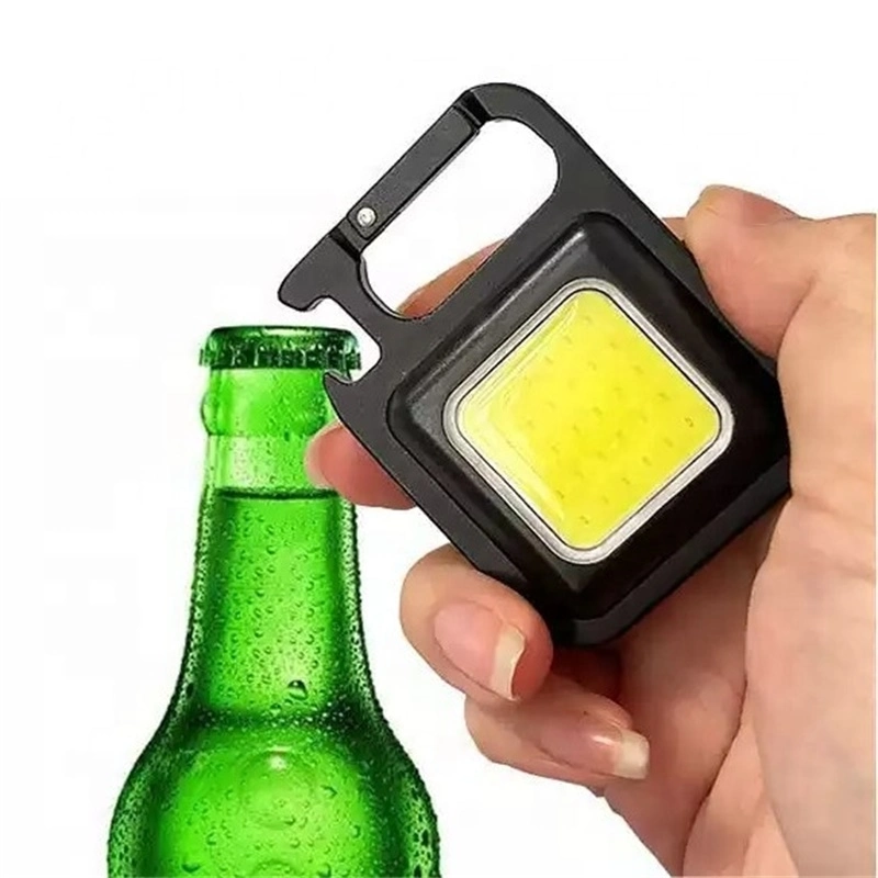 Mini Aluminum Magnetic COB Pocket Work Light Keychain Flashlight with Bottle Opener