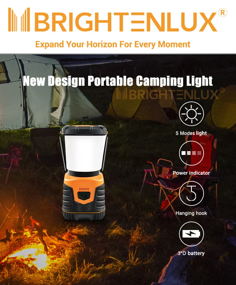 Brightenlux New Design 360 Brightness High Bright Portable Outdoor LED Camping Light for Tent, Waterproof 3 D Battery LED Camping Lantern