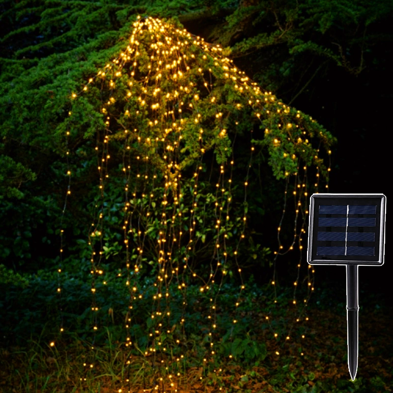 Solar Copper Waterfall LED String Light