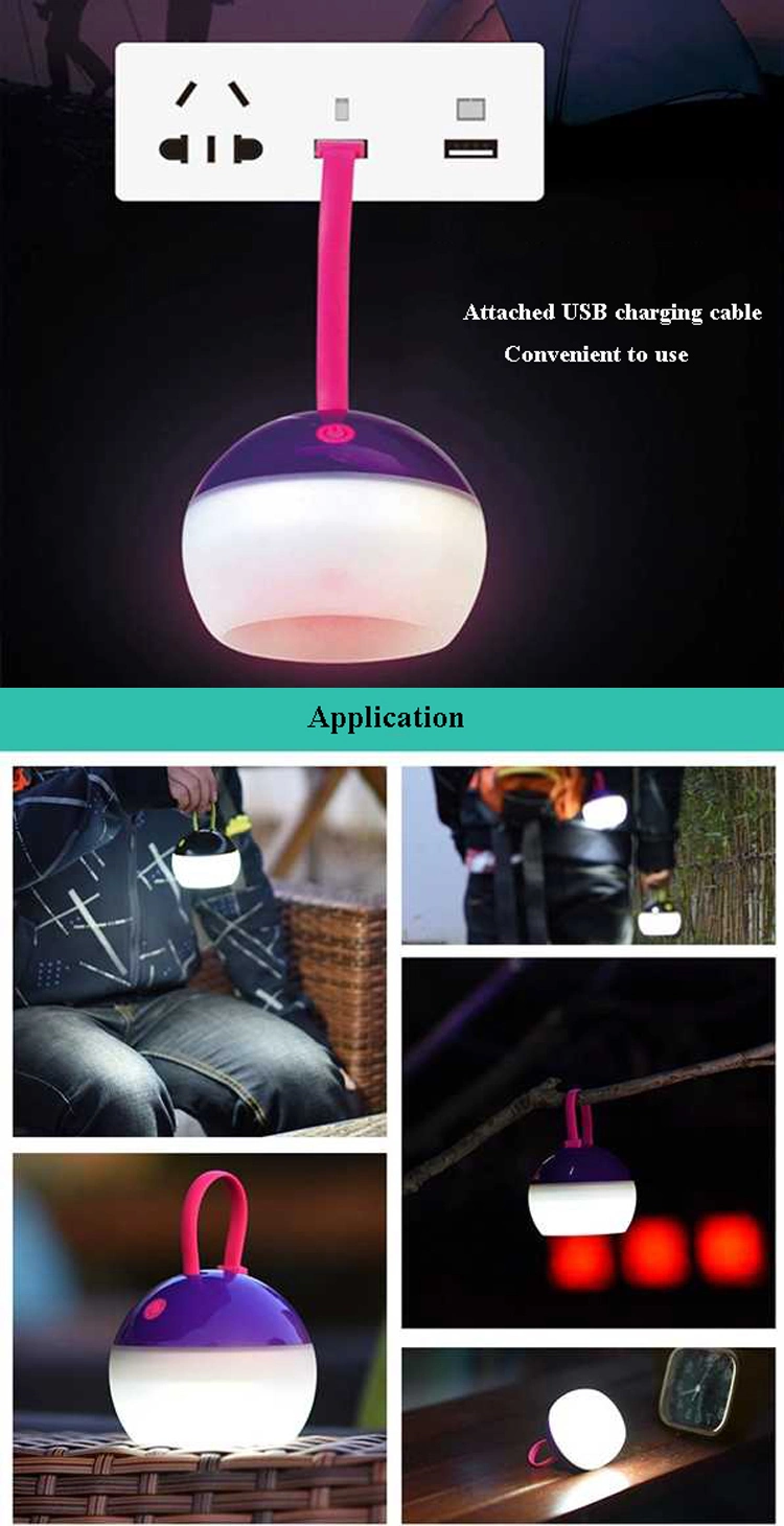 Wholesale Outdoor Waterproof LED Lighting for Camp Decorative Mini Rechargeable Camping Lamp 500mAh 100lumens with USB Hanging LED Camping Light